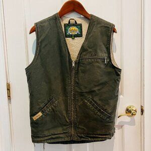 Vintage 1990s Cabelas Fleece-Lined Canvas Vest Workwear